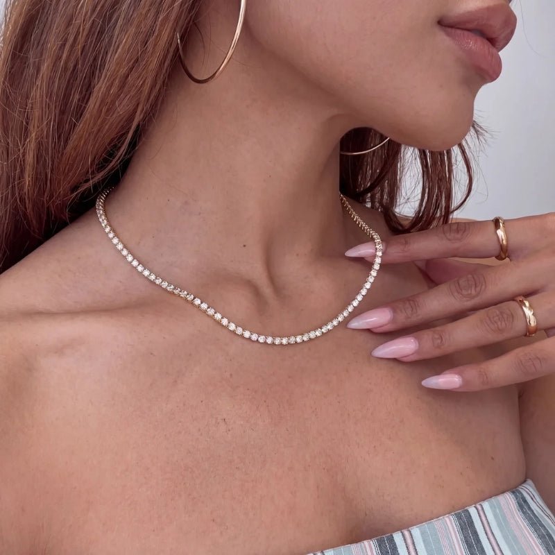 Kristall Choker Halsband - Guld Tennis