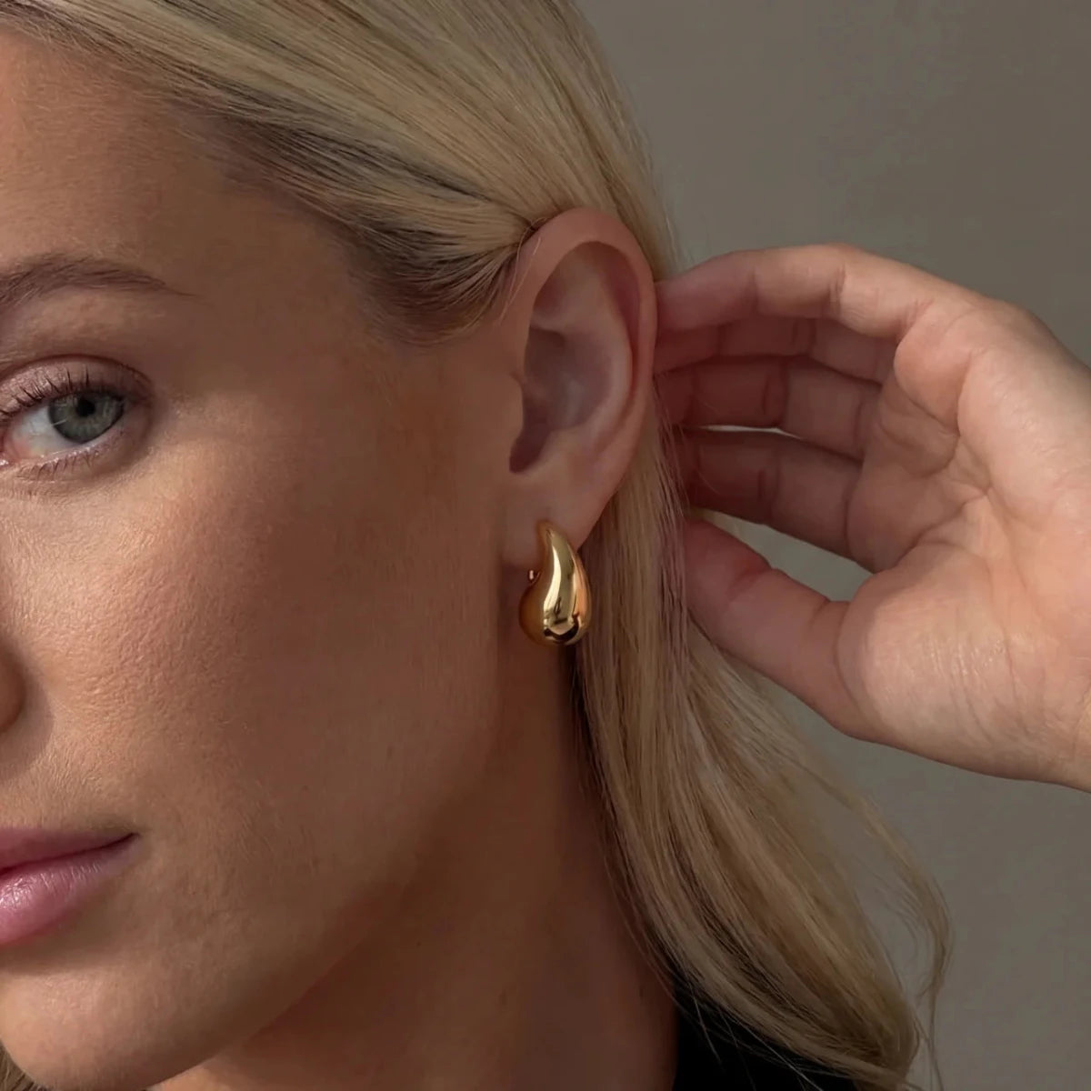 Tårdroppe Örhängen - Chunky Drop Guld