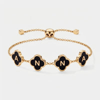 Svart Klöverarmband - Initial