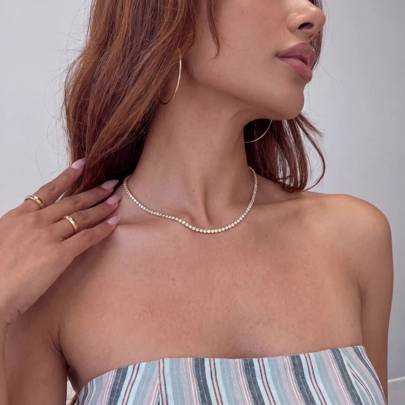 Kristall Choker Halsband - Guld Tennis