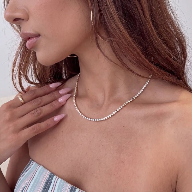 Kristall Choker Halsband - Guld Tennis