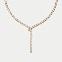 Guld Lariat Halsband - Tennis Diamant Drop