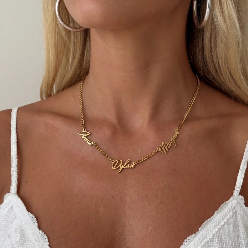 Personligt 3x Namn Halsband