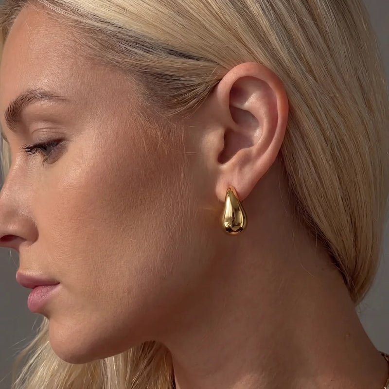 Tårdroppe Örhängen - Chunky Drop Guld