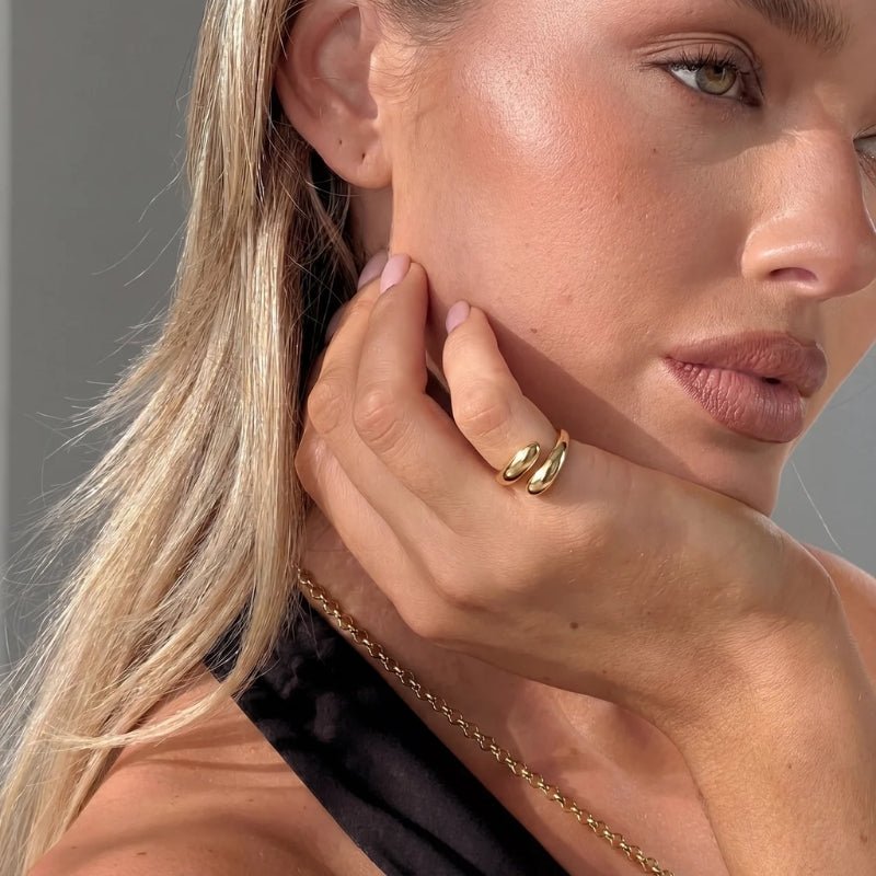 Wrap Ring - Flow Tårdroppe Guld